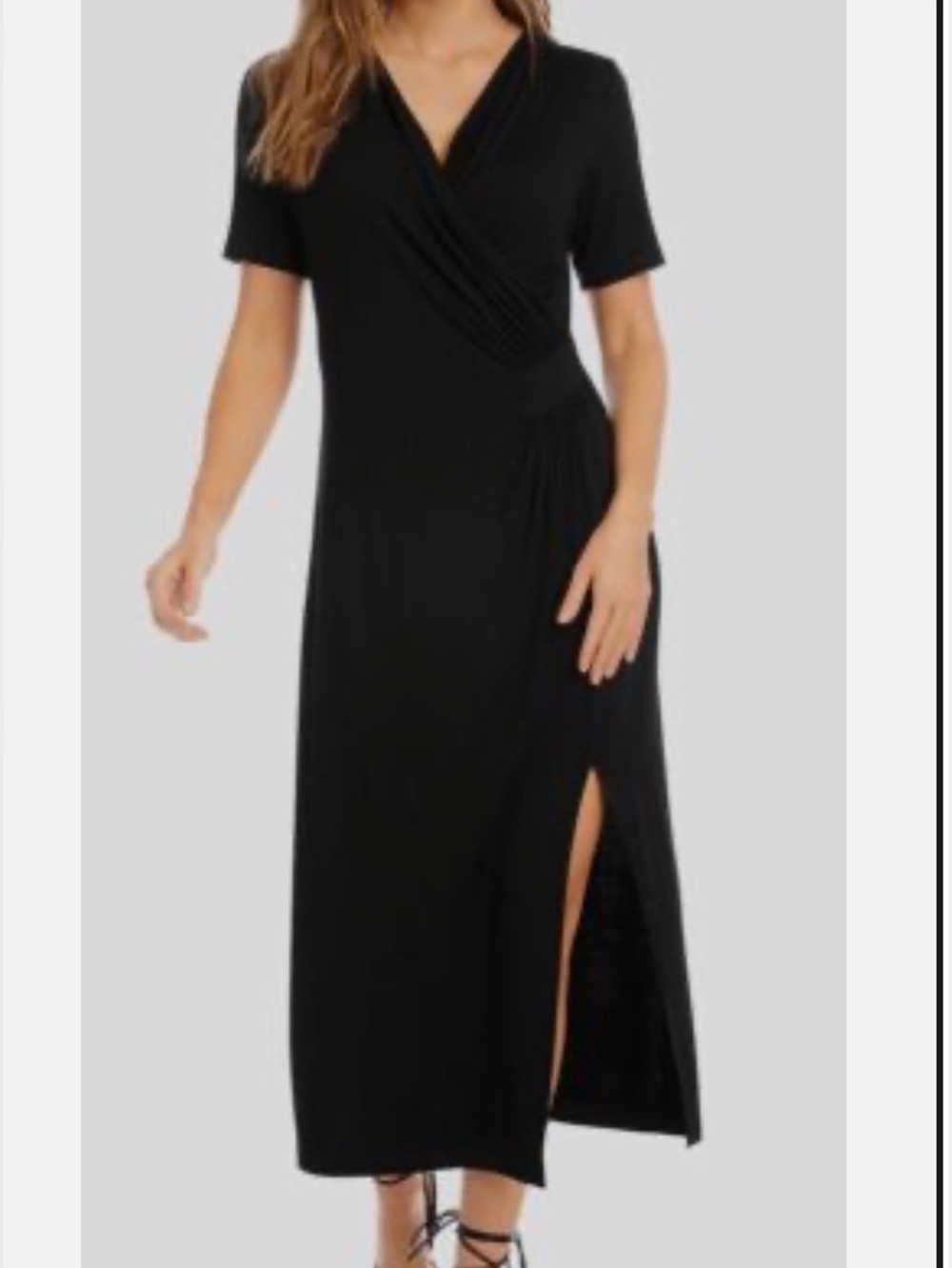 Karen Kane Black Draped V-Neck Maxi Dress